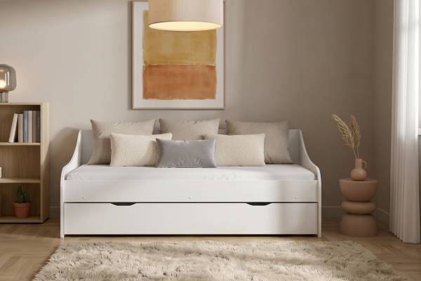 Uitschuifbed Anouk in bankvorm 80x200 | Hout en Franse productie