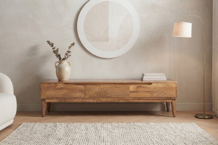 Mueble de TV en madera maciza de mango – Estilo refinado para su espacio multimedia