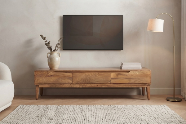Meuble TV en manguier massif – Style raffiné pour votre espace média