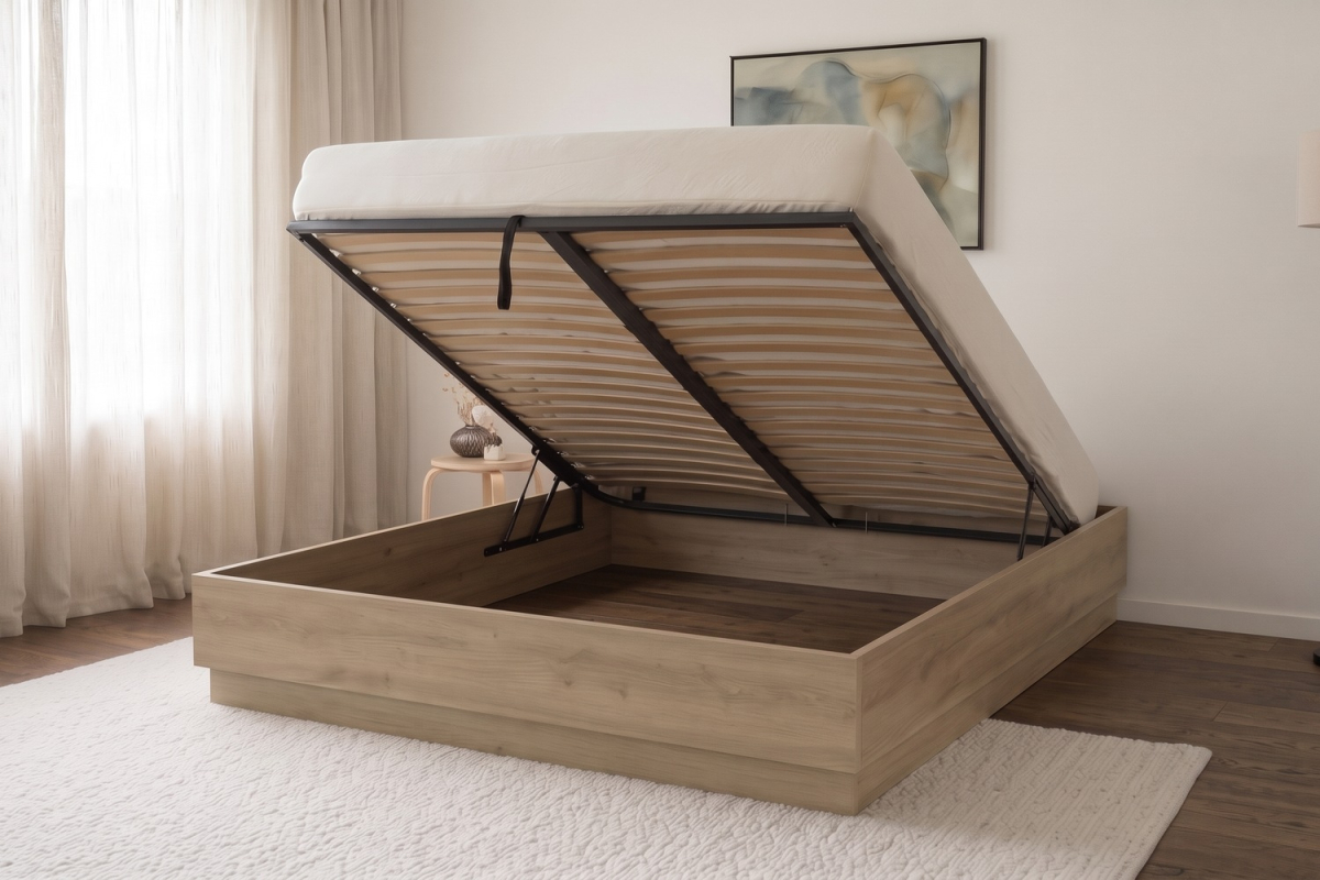 Houten bed met opbergbox Malo | Gemaakt in Frankrijk