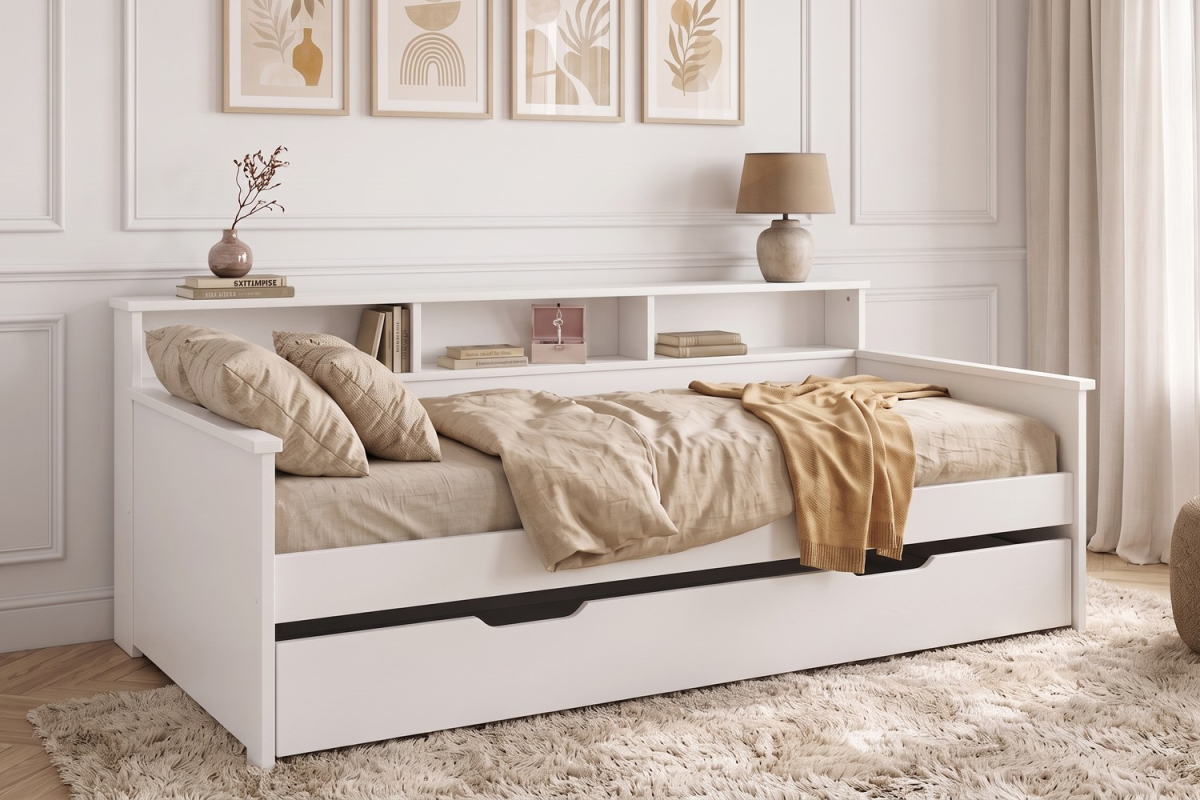 Cama diván de madera con almacenaje Milo 90x200 – Diseño práctico