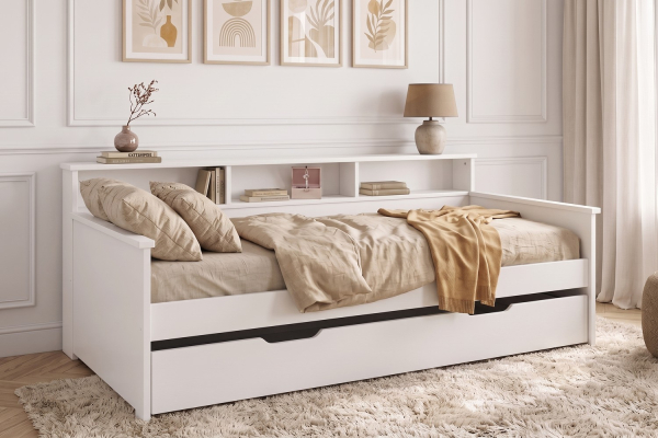 Lit banquette avec rangement en bois Milo 90x200 – Design pratique