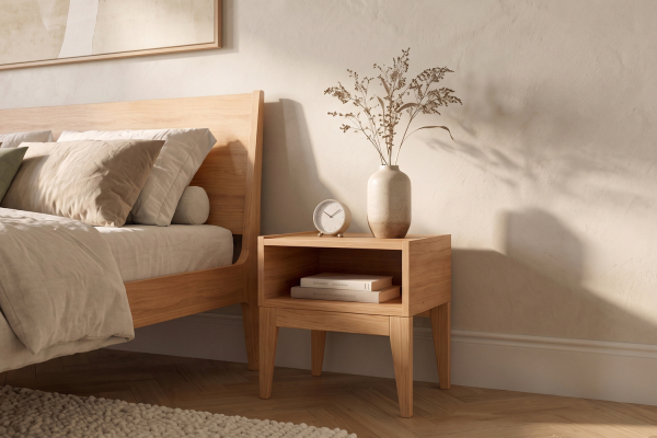 Eden varnished solid beech nightstand | Maison Aveni