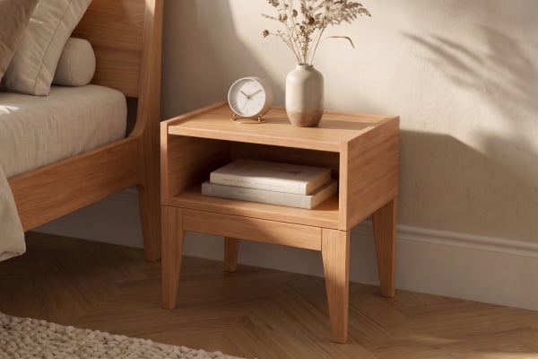 Eden varnished solid beech nightstand | Maison Aveni