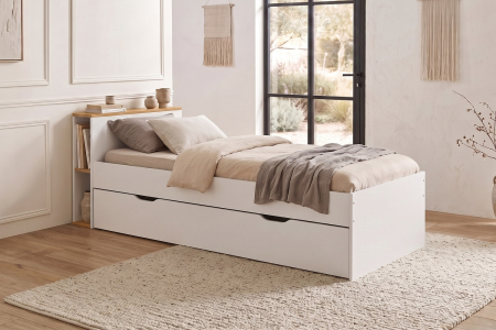 Letto estraibile Sofia con testiera contenitore | Maison Aveni