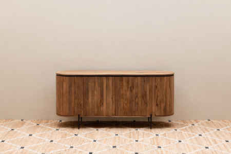 Elwinor 170 cm 4-door solid mango wood and iron sideboard