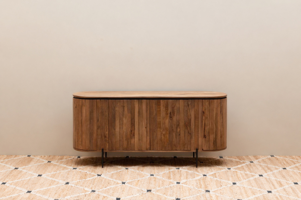 Credenza Elwinor a 4 ante in legno massello di mango e ferro 170 cm