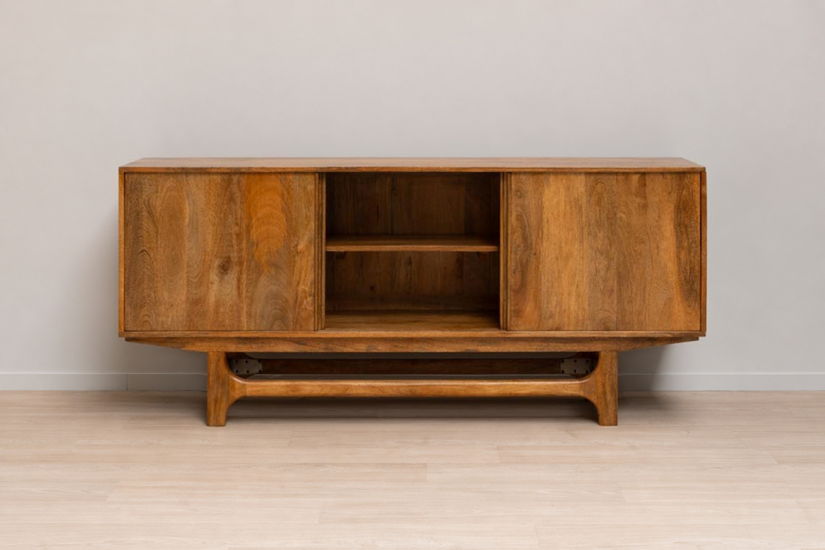 Sideboard Noran aus Mangoholz 180 cm, 2 innenliegende Schubladen