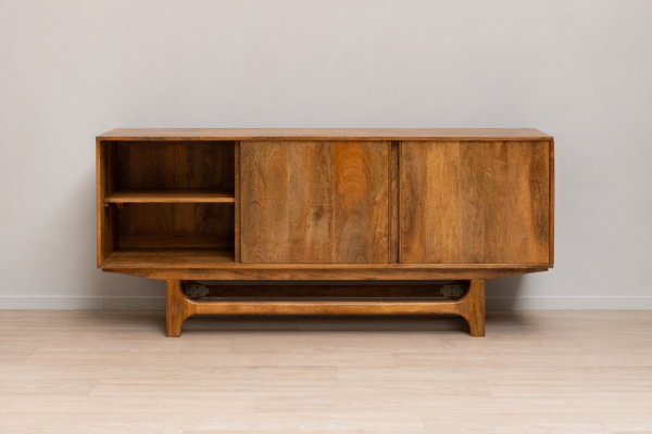 Dressoir Noran van mangohout 180 cm, 2 laden aan de binnenkant