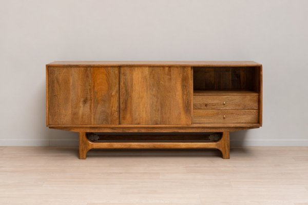 Sideboard Noran aus Mangoholz 180 cm, 2 innenliegende Schubladen
