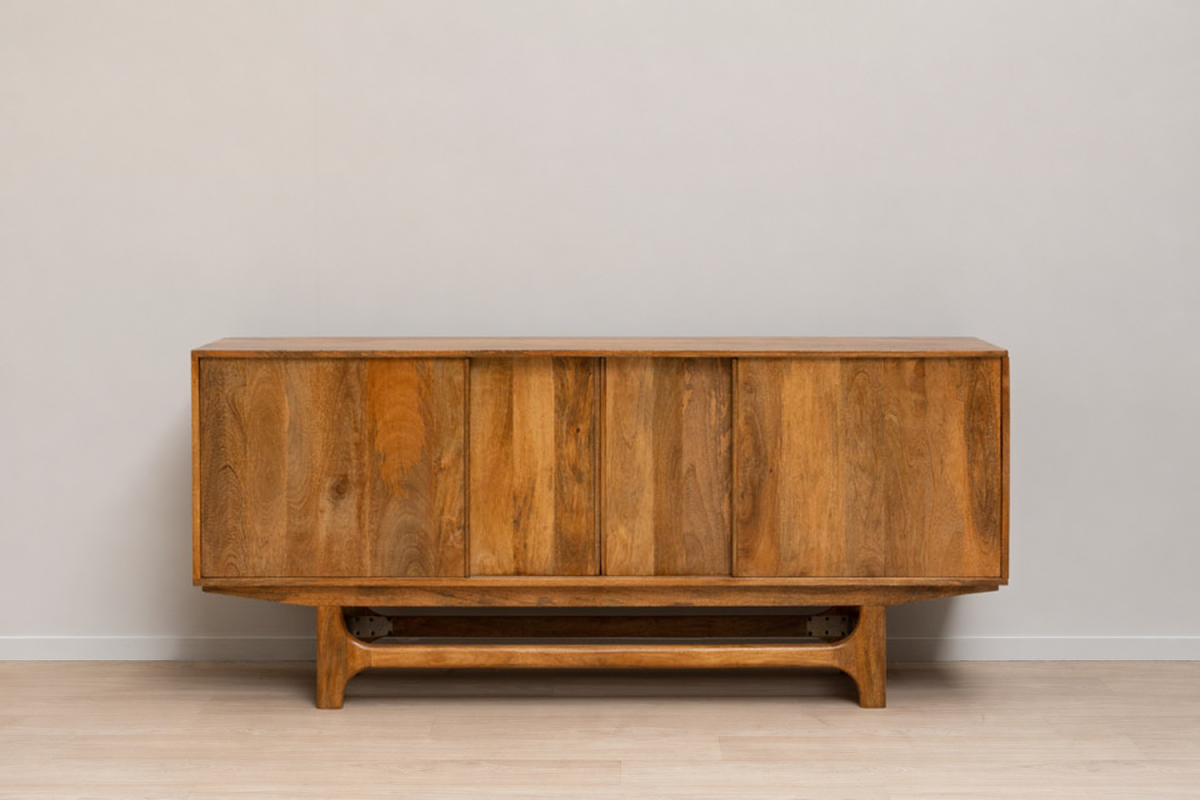 Sideboard Noran aus Mangoholz 180 cm, 2 innenliegende Schubladen
