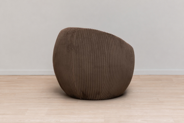Olyra 80 cm rounded fabric armchair, Brown or Cream