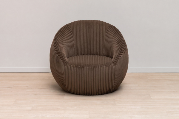 Olyra 80 cm rounded fabric armchair, Brown or Cream