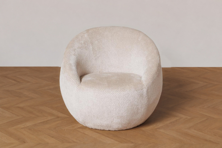 Olyra 80 cm rounded fabric armchair, Brown or Cream