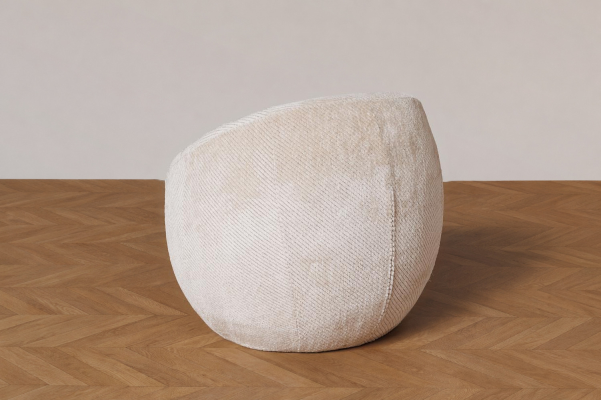 Fauteuil arrondi Olyra en tissu 80 cm, Brun ou Crème