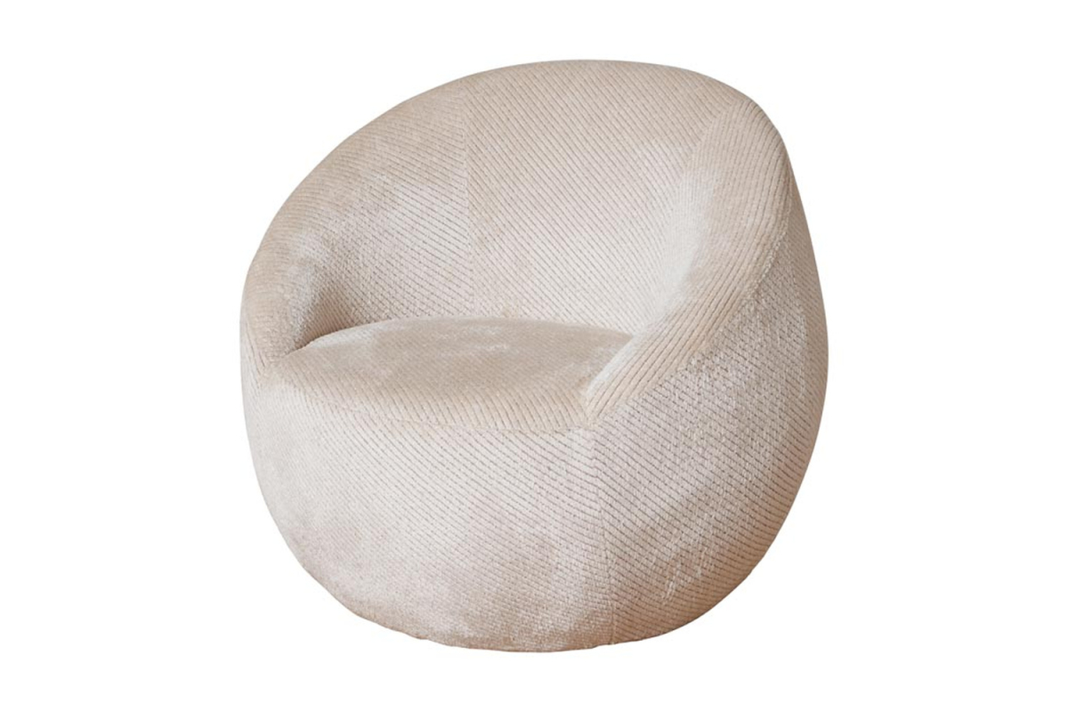 Fauteuil arrondi Olyra en tissu 80 cm, Brun ou Crème