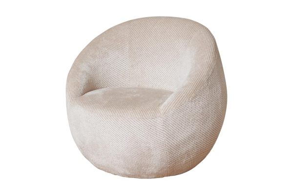 Poltrona arrotondata Olyra in tessuto 80 cm, Marrone o Crema