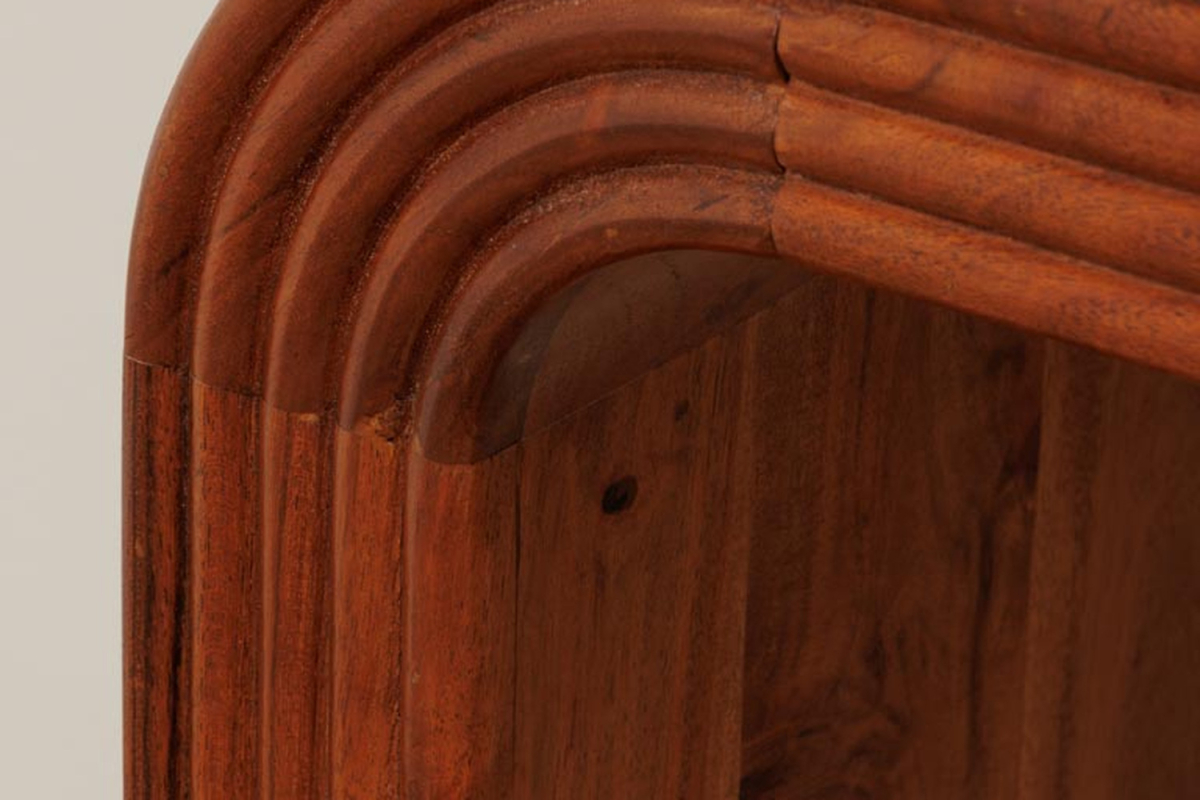 Cylia 150 cm solid acacia console table, grooved details