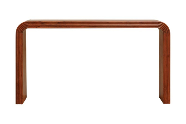Cylia 150 cm solid acacia console table, grooved details