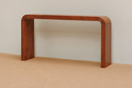 Cylia 150 cm solid acacia console table, grooved details