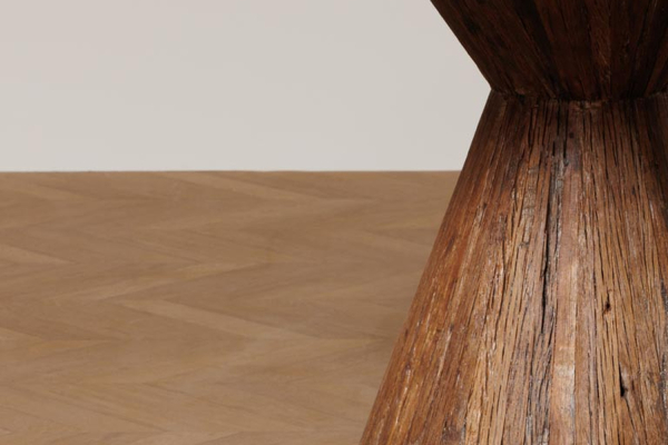 Ronde eettafel Sérae van marmer en gerecycled hout 120 cm