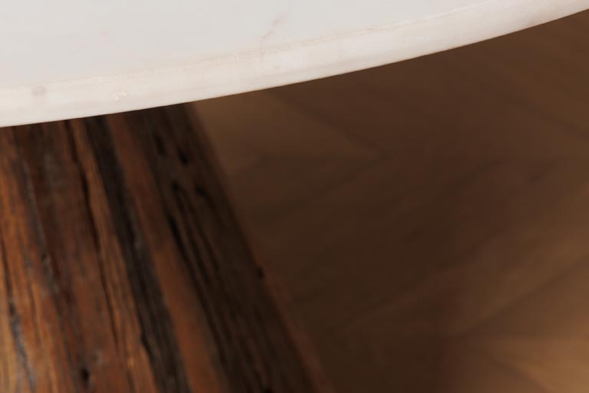 Sérae round marble and recycled wood dining table, 120 cm