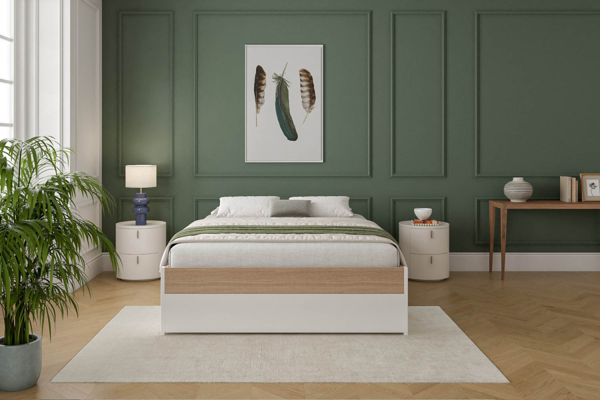 Lit en bois Sato blanc 140x200 & 160x200 | Fabriqué en France