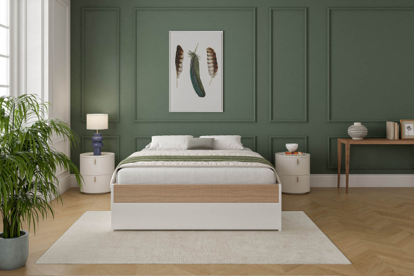 Lit en bois Sato blanc 140x200 & 160x200 | Fabriqué en France