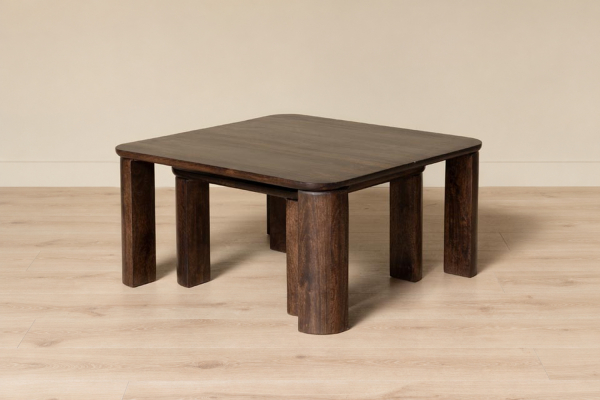 Kaelis set of 2 solid mango wood coffee tables, 85 cm