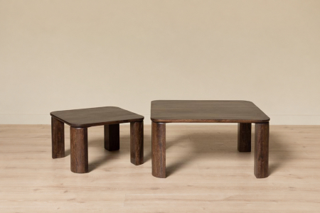 Kaelis set of 2 solid mango wood coffee tables, 85 cm