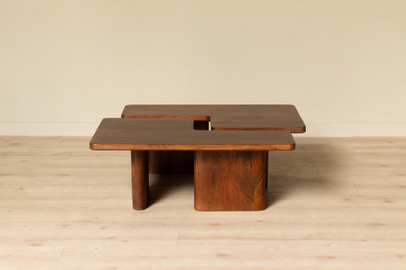 2 Noréa solid mango wood coffee tables, 110 cm