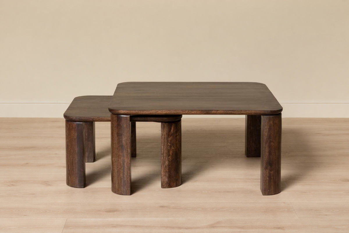2 salontafels Kaelis van massief mangohout 85 cm