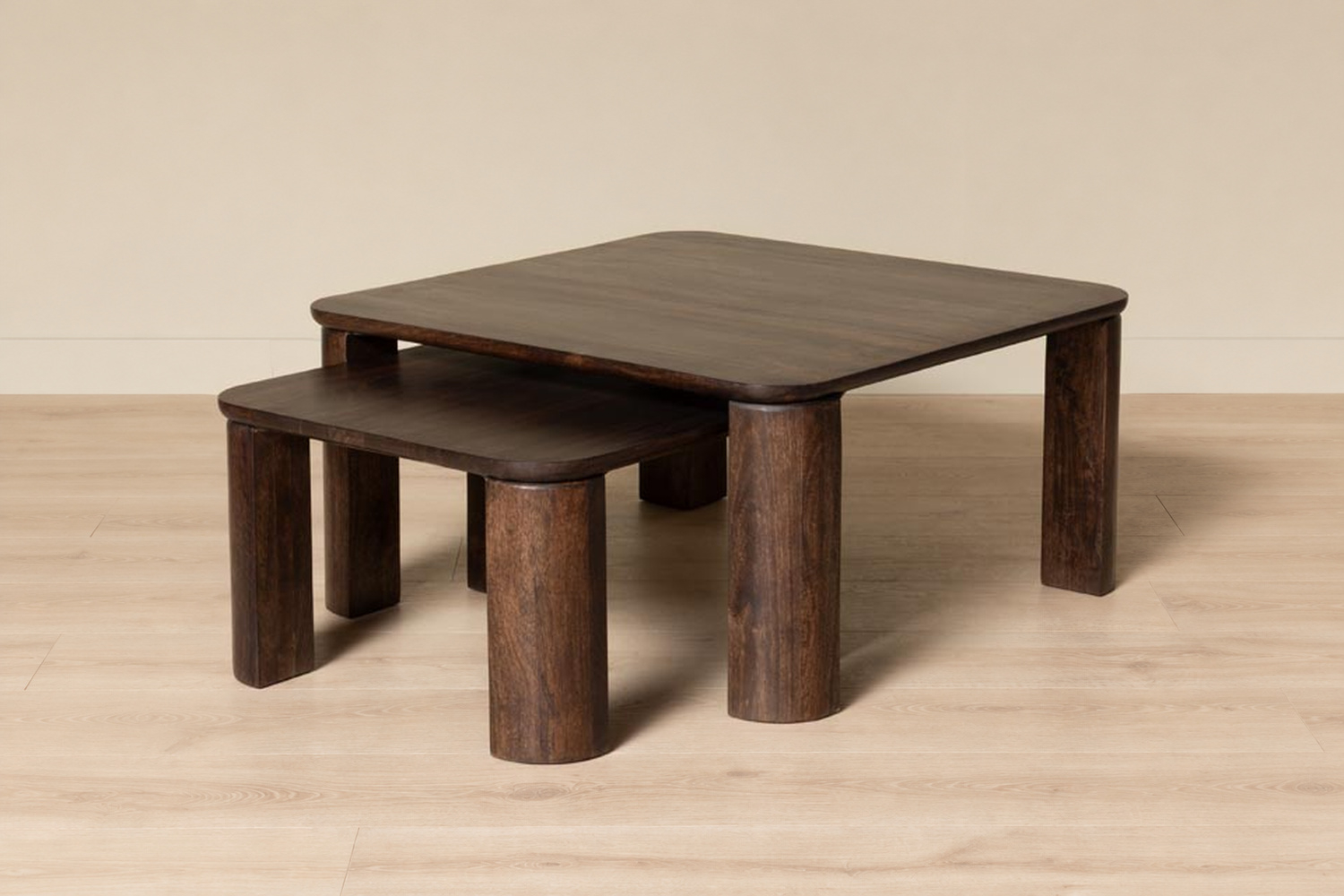 2 tables basses Kaelis en manguier massif 85 cm