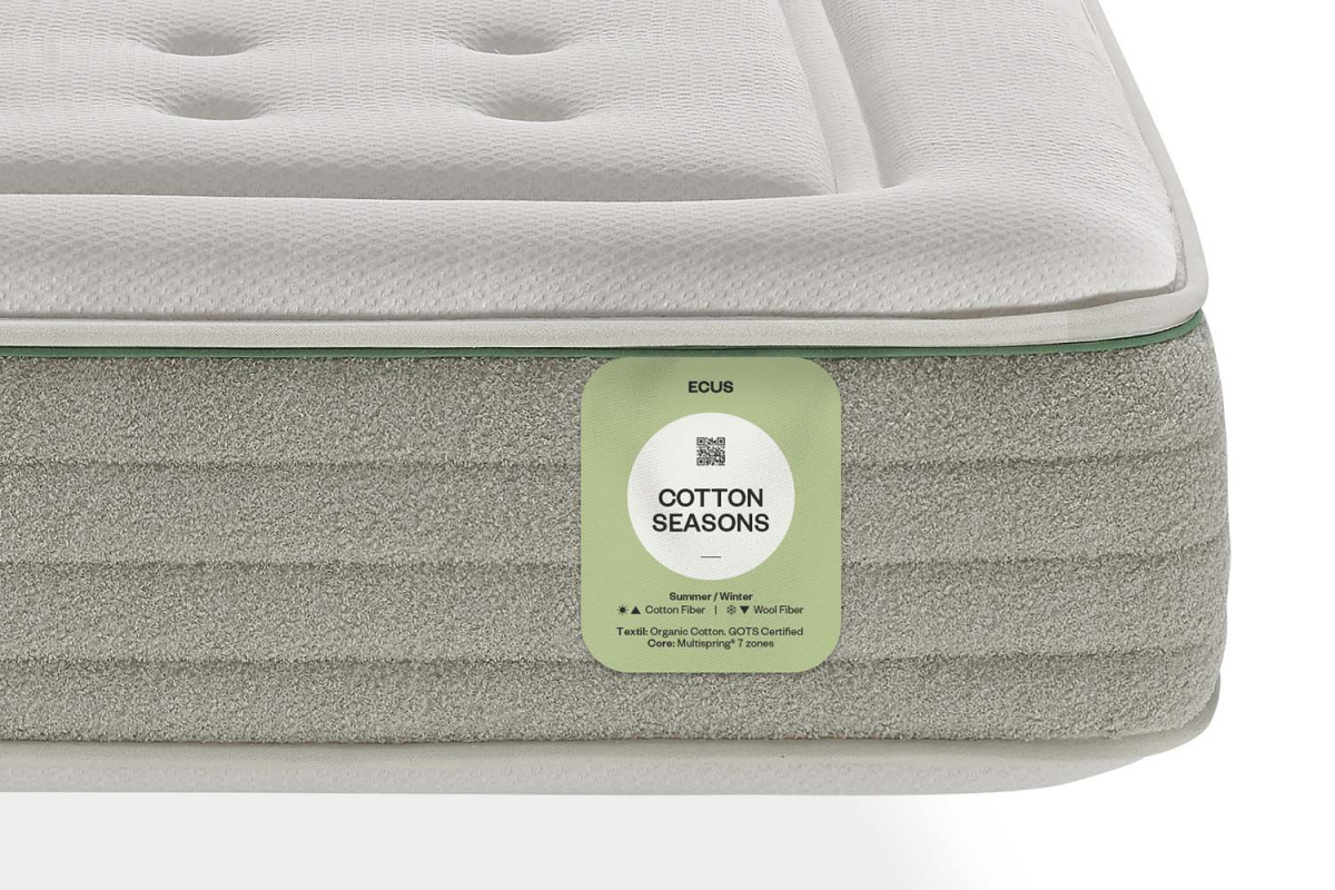 Matelas 2 places ressorts ensachés 2 faces Coton bio Cotton Seasons
