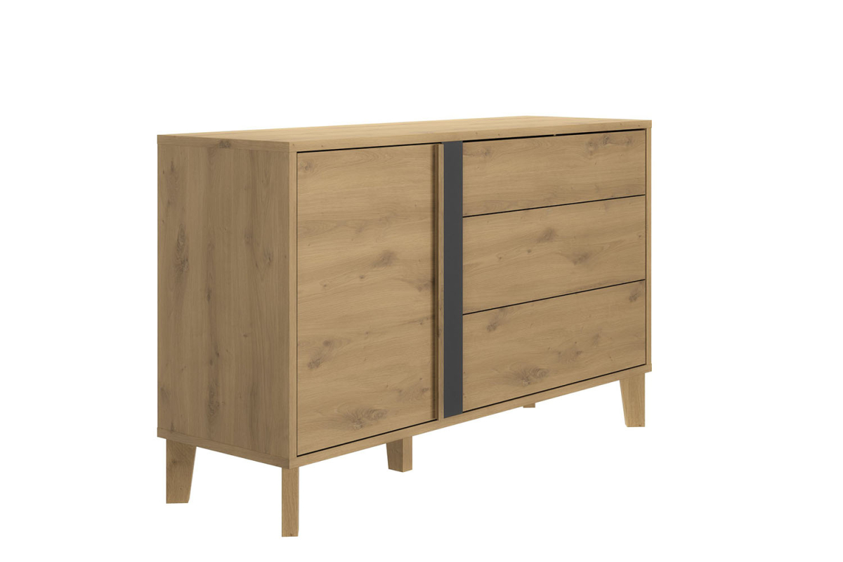 Commode 3 tiroirs 1 porte en bois Iria