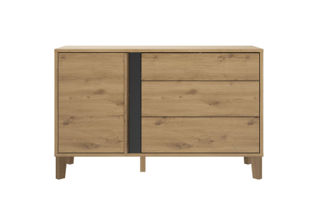 Commode 3 tiroirs 1 porte en bois Iria