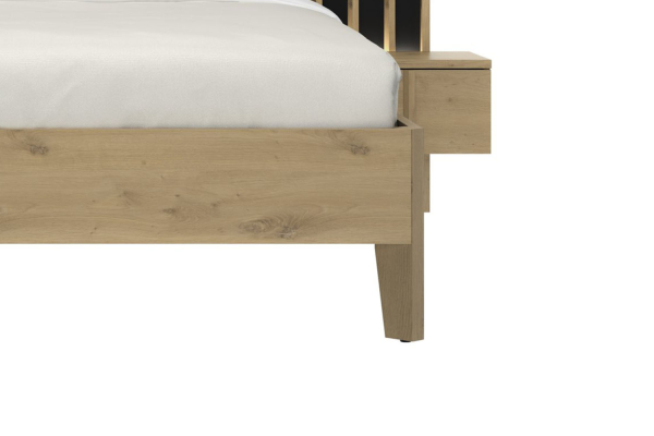 Lit en bois avec tête de lit et tables de chevets Iria