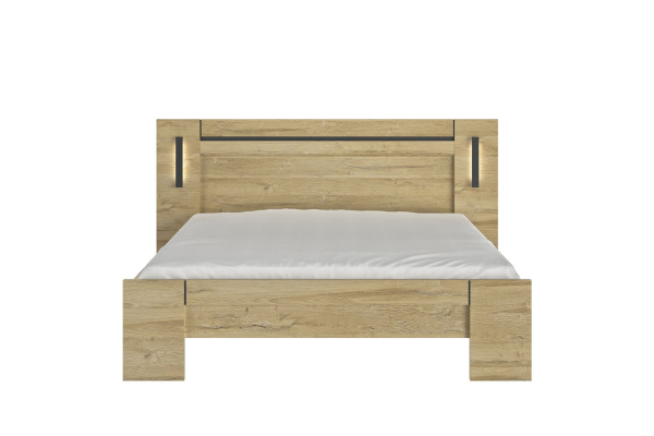 Lit en bois avec tête de lit et led intégrées Elias