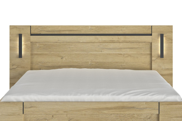 Lit en bois avec tête de lit et led intégrées Elias