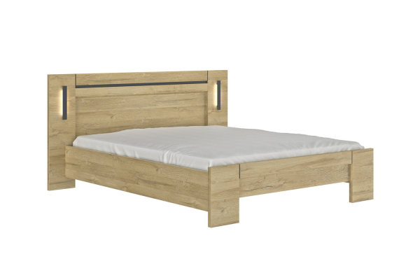 Lit en bois avec tête de lit et led intégrées Elias