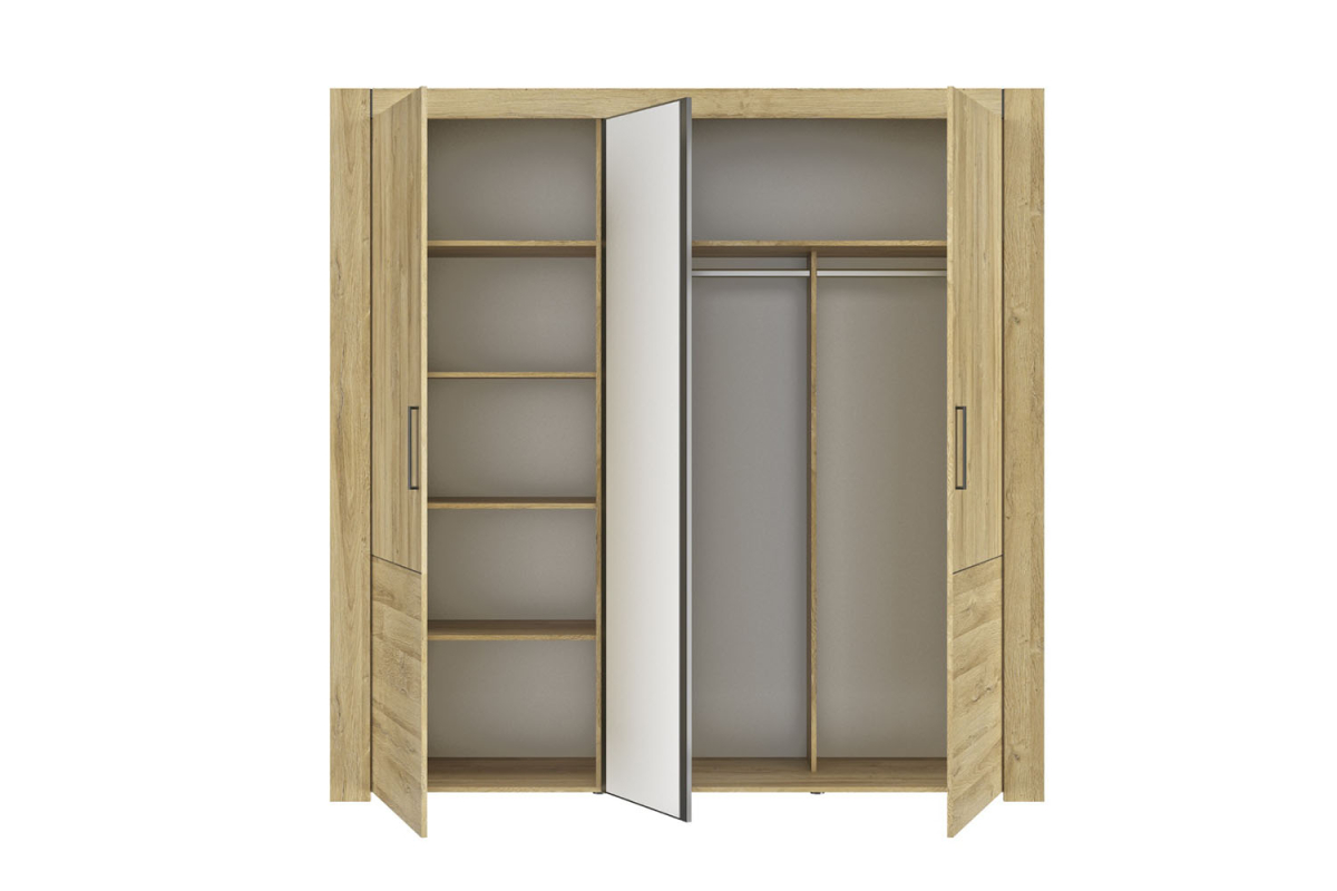 Armoire 3 portes en bois avec miroir Elias