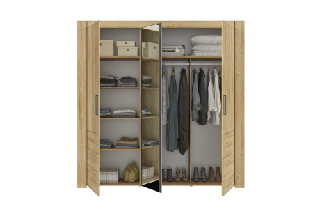 Armoire 3 portes en bois avec miroir Elias