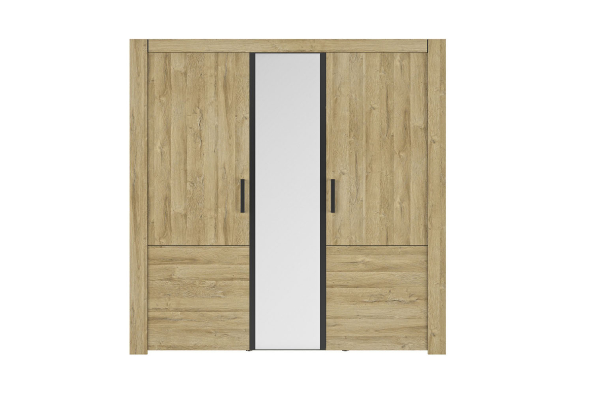 Armoire 3 portes en bois avec miroir Elias