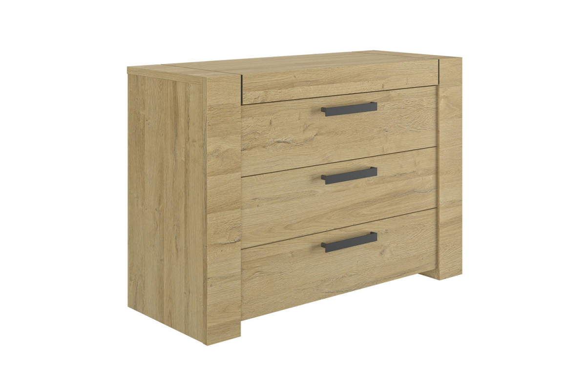 Commode 3 tiroirs en bois chêne Elias | Fabriquée en France