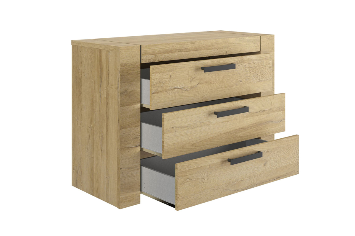 Commode 3 tiroirs en bois chêne Elias | Fabriquée en France