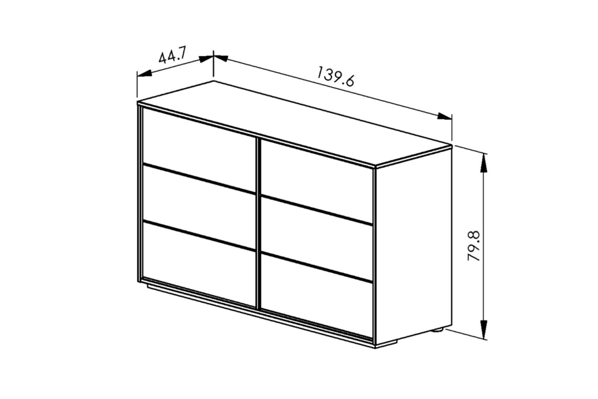 Commode 6 tiroirs en bois Lyra