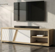 Meuble TV blanc et bois
